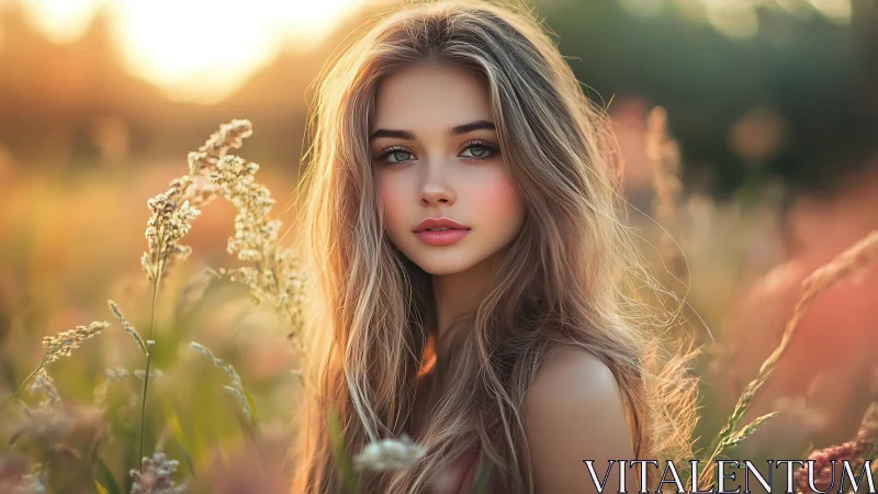 Sunlit meadow muse pauses time with soft, luminous gaze