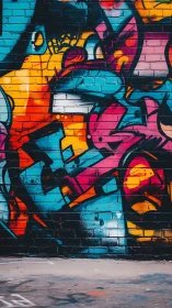Explosive street graffiti ignites a brick wall with neon color.
