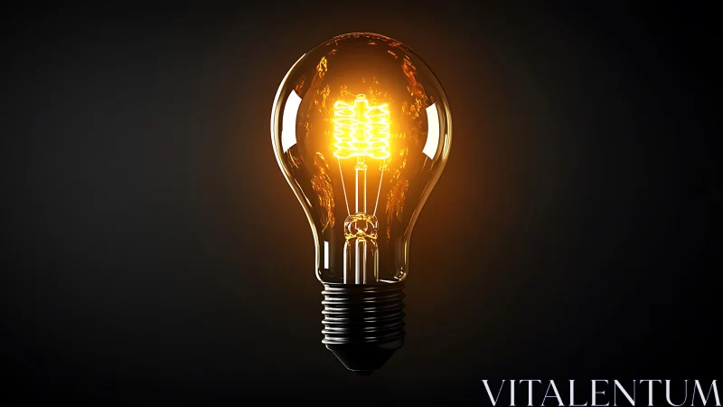 Glowing filament light bulb radiates warm creative energy