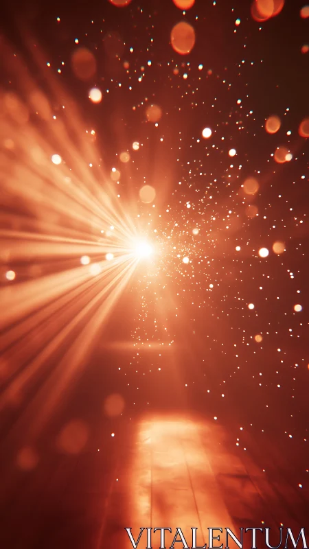 Volumetric god rays in dust-filled red interior corridor