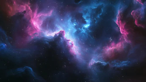 Nebula-like interstellar cloud with blue and magenta gases.