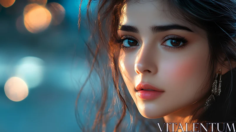 Close-up portrait of young woman in soft evening light.