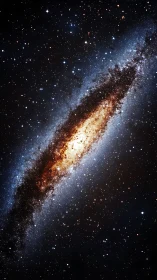 Spiral galaxy core glows in vibrant dust and starlit void