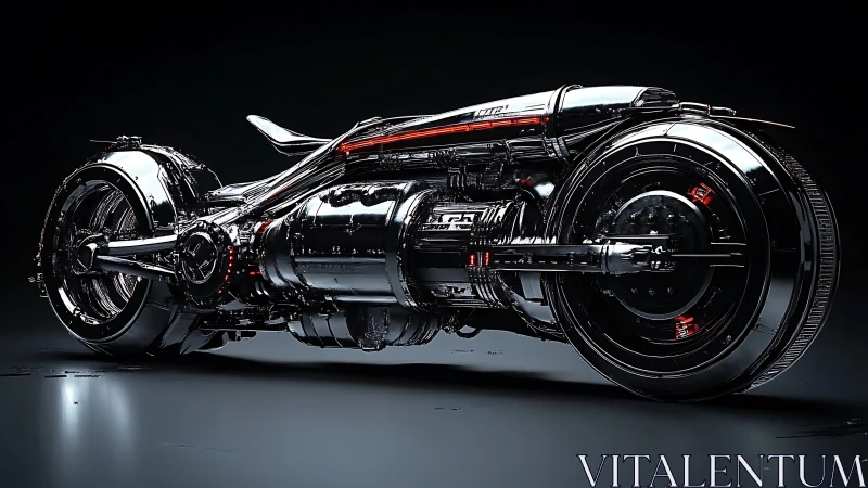 Chromed monowheel hyperbike with exoskeletal turbine chassis.