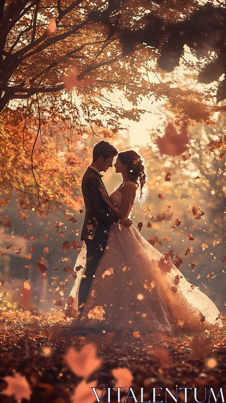 Autumn vows whirl beneath falling leaves and copper light.