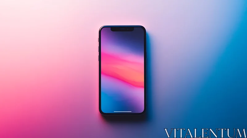 Modern smartphone with gradient wallpaper on vibrant background.