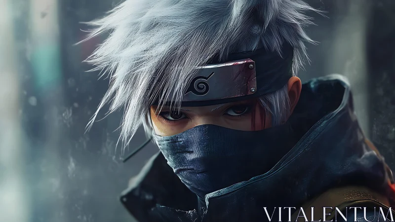 Close-cropped masked warrior portrait with hyper-detailed lighting