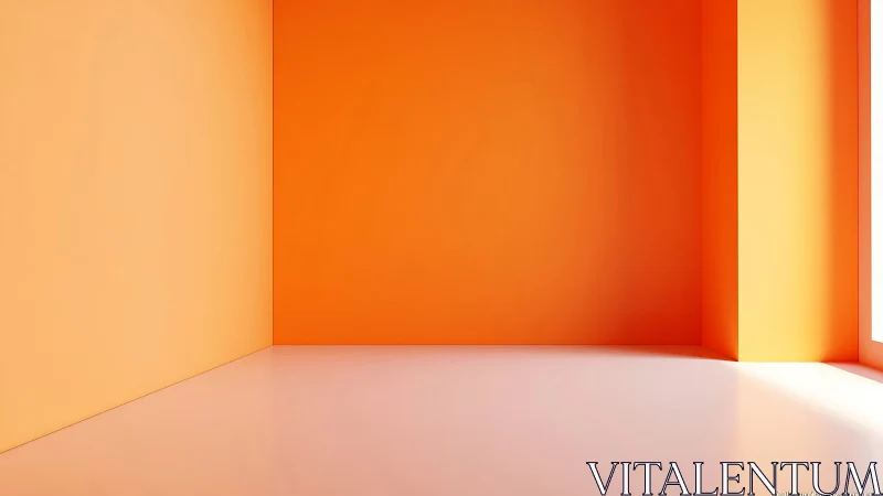 Minimalist orange room captures bold geometric light balance