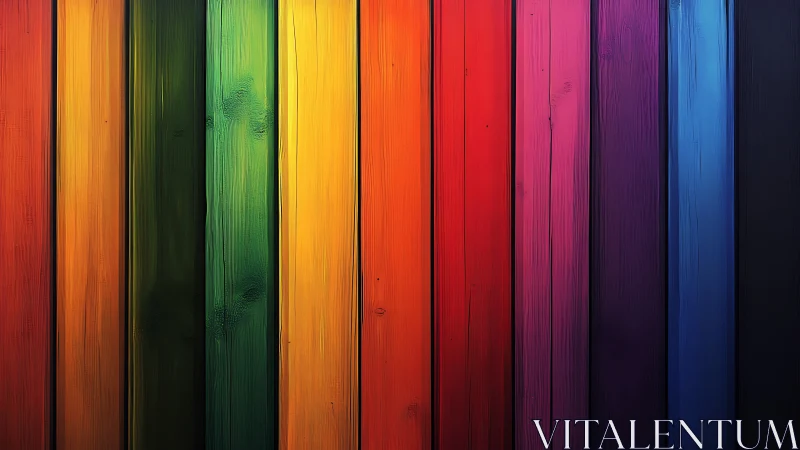Vertical multicolor wooden planks in full spectrum layout.