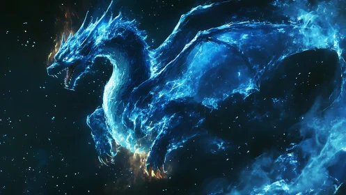 Stellar Frostfire Dragon Roaring Through the Void.