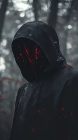 Hooded void entity with incandescent red fracture core.