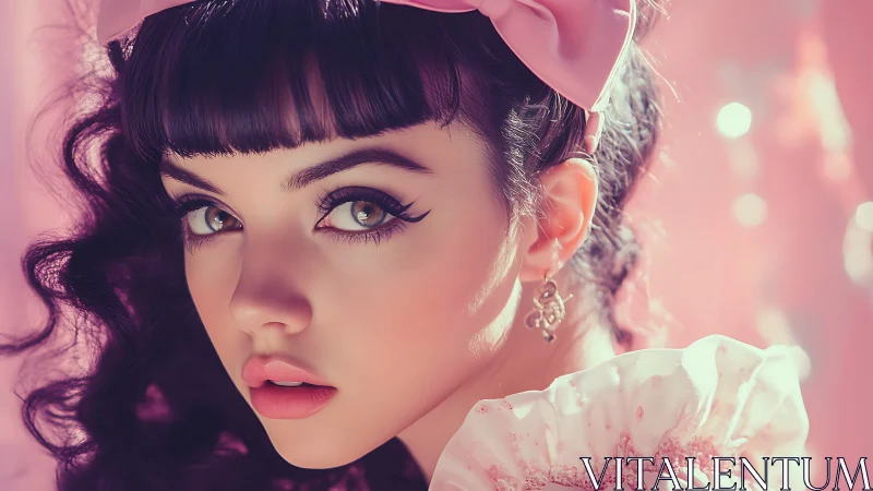 Vintage Reverie: Porcelain Beauty in Pink Dreamscape