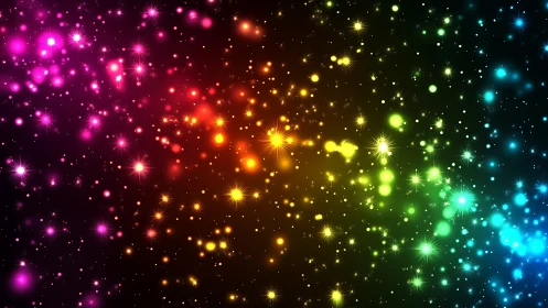Chromatic particle field with multiscale luminous starbursts.