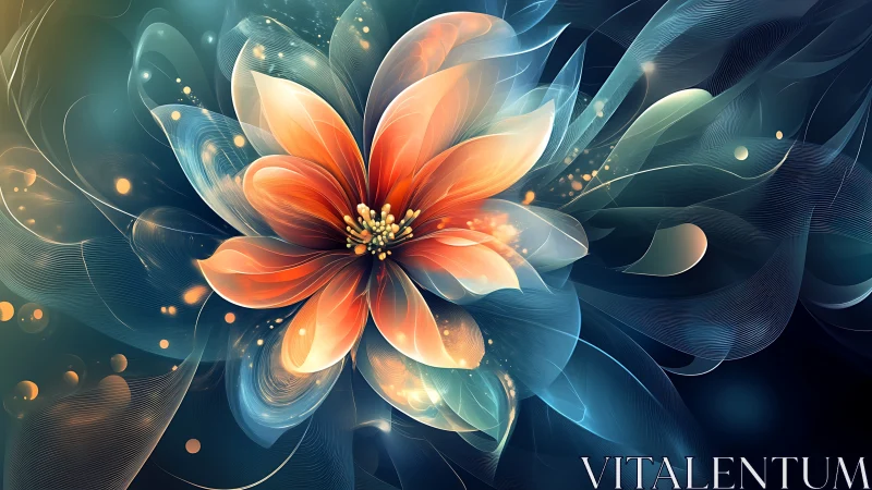 Luminescent abstract flower with translucent vector petals