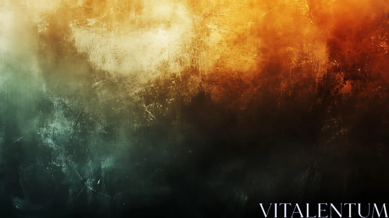 Grunge Abstract Texture with Fiery Orange and Dark Teal Tones.