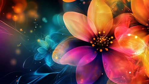 Neon Blooms Dance Through Electric Twilight