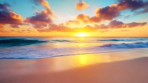 Chromatic shoreline gradient under low solar incidence sunset.