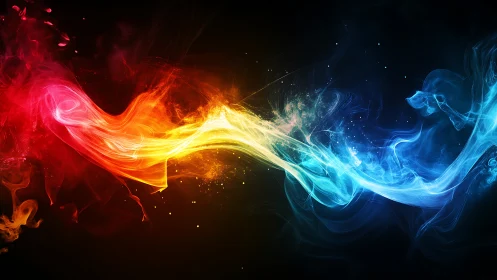 Vivid energy streams merge across dark negative space