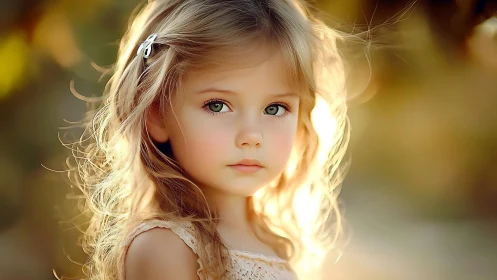 Young Girl Portrait in Golden Hour Backlit Lighting.