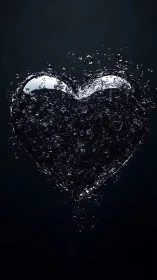 Water Splash Heart Shape on Dark Background