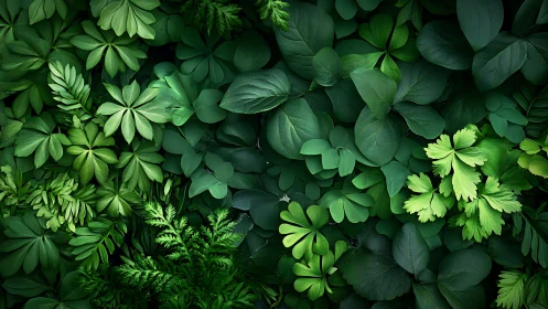 Lush green leaves gather in a calm, soothing forest embrace