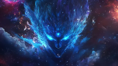 Cosmic blue energy face forms within dense interstellar clouds