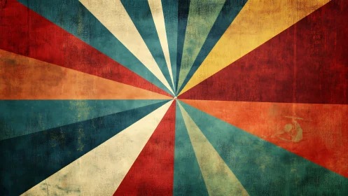 Retro radial sunburst composition with distressed texture field.