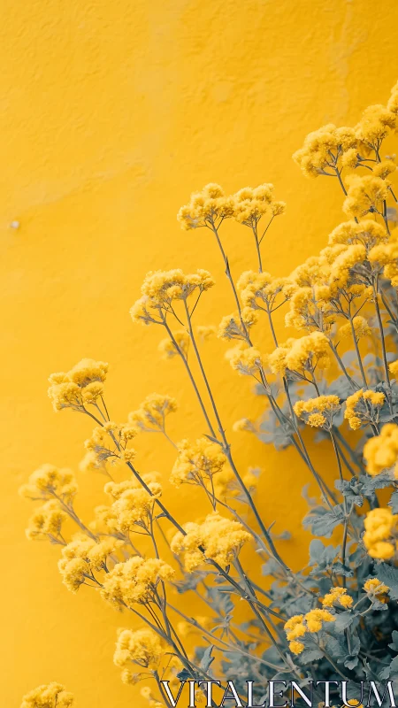 Cheerful Yellow Flowers Dance Against Vibrant Golden Sky