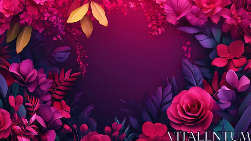 Volumetric Floral Composition: Layered Botanical Forms with Chromatic Saturation.