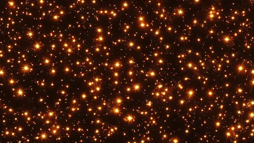 Golden starfield glows across deep black cosmic silence