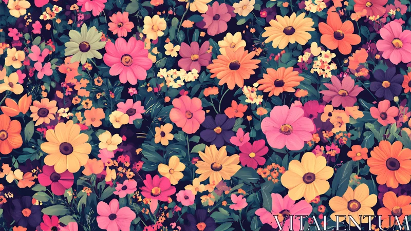 Radiant Bloom Symphony: Jewel-Toned Wildflower Garden Explosion