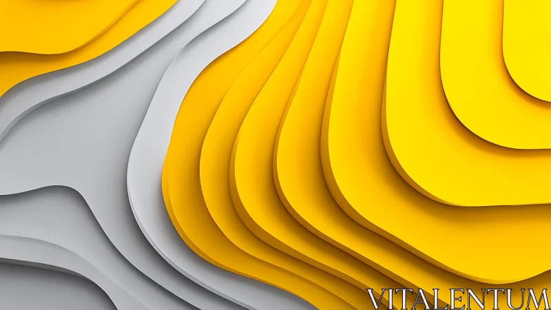Abstract layered paper art in yellow and gray with modern style.