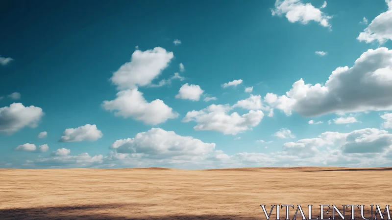 Open dry landscape under scattered cumulus cloud sky.