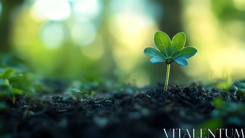 Photorealistic macro seedling study with shallow depth of field.