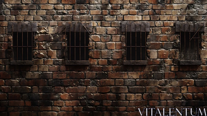 Weathered brick windows holding stories in their rusted bars.