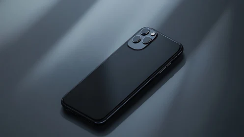Modern Black Smartphone with Quad Camera Setup.
