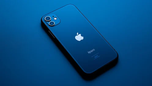 iPhone 12 Blue Product Shot on Gradient Background.