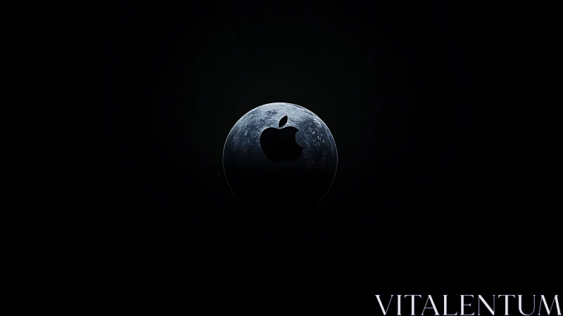 Moonlit techno-orbit crowned by a glowing apple core.