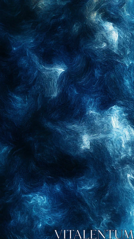 Turbulent cyan nebula texture with swirling micro-brush strokes