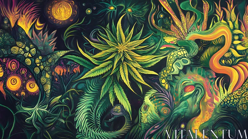 Luminous Jungle Dreams swirling in neon plant spirits.