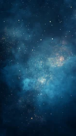 Star-sprinkled midnight nebula drifting through deep blue.