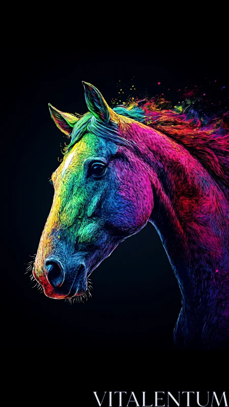 Chromatic equine portrait with high-saturation spectral vectors.