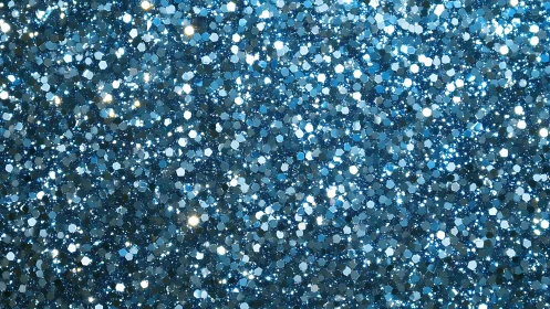 Macro texture of metallic blue hexagonal glitter sequins