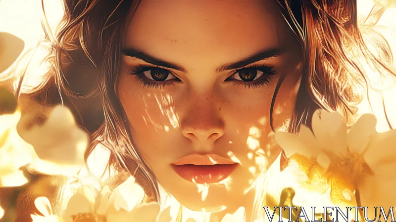 Digital portrait shows close frontal view of woman’s face