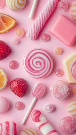 Pink Candy & Citrus Flat Lay Composition.