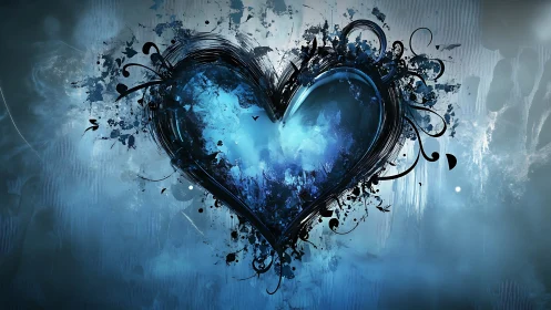 Atmospheric Heart: Dimensional Splatter Construct with Filigree Ornamentation.