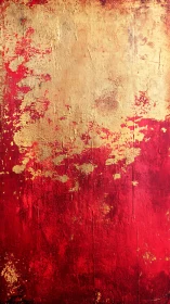 Gold and red textured abstract vertical painted surface.