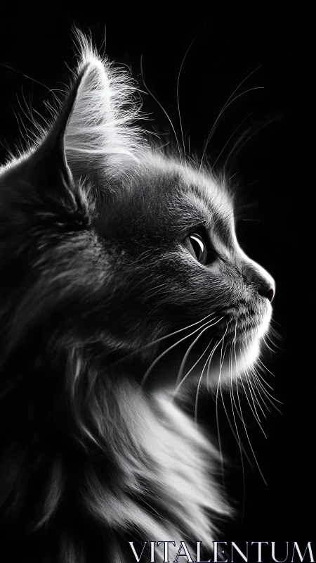 Monochrome Cat Profile with Dramatic Lighting.