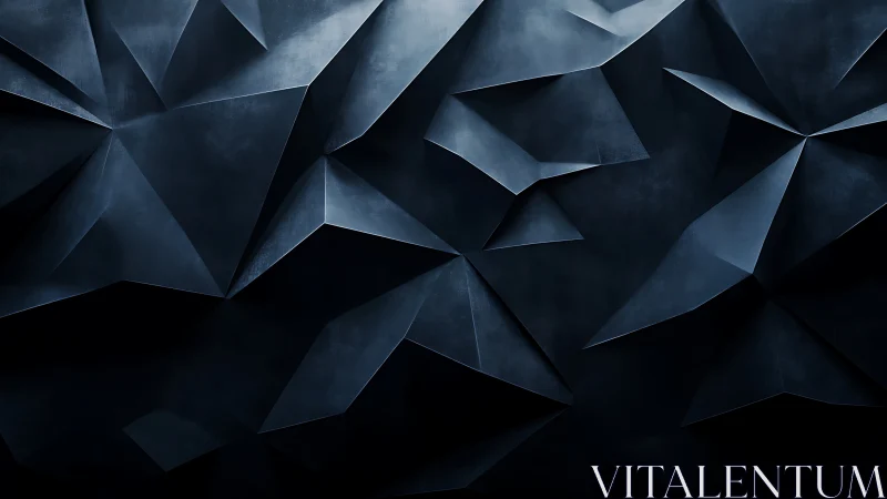 Dark geometric low poly folds in cool blue tones.