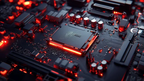 Neon-lit processor throne blazing at the heart of circuitry.